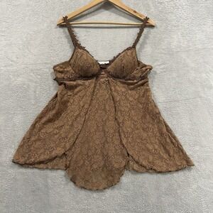 Seductive Wear Lingerie Top Dress Women's L Lace Brown Babydoll Vtg Baddie Y2K